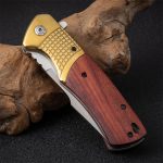 Wooden Handle Folding Knife for Outdoor Adventures and Survival - 图片 5
