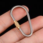 Titanium Brass Locking Carabiner Key Clip Camping Backpack Hook D Shape
