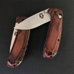 Liome Folding Knife for Tactical Use with Wood Handle and Stonewashed Blade - 图片 7