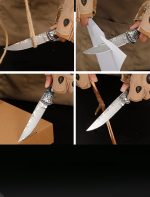 Damascus Steel Folding Knife Outdoor High Hardness Sharp Portable Fruit Knife - 图片 7