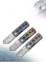 Mini 815 Titanium Folding Knife EDC Tactical Self Defense Outdoor Keychain Cutter - 图片 6