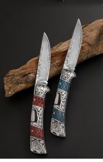Damascus Steel Folding Knife Outdoor High Hardness Sharp Portable Fruit Knife - 图片 9