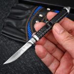 Wilderness Survival Mini Knife with Damascus Blade and Multifunctional Features - 图片 5