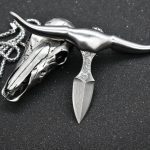 Damascus Steel Bullhead Spikes Knife