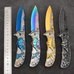 Deer Pattern Handle Folding Knife Outdoor Defense Pocket Knife