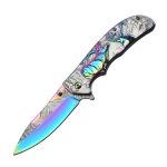 Deer Pattern Handle Folding Knife Outdoor Defense Pocket Knife - 图片 3