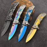 Deer Pattern Handle Folding Knife Outdoor Defense Pocket Knife - 图片 5