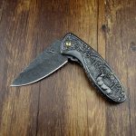 Deer Pattern Handle Folding Knife Outdoor Hunting Pocket EDC Tool
