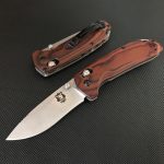 Liome Wood Grip Tactical Folder Stonewash Blade Outdoor Survival Knife - 图片 2
