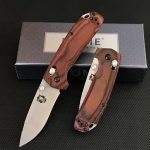 Liome Wood Grip Tactical Folder Stonewash Blade Outdoor Survival Knife - 图片 4