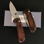 Liome Wood Grip Tactical Folder Stonewash Blade Outdoor Survival Knife - 图片 5