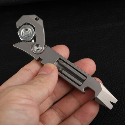 EDC Titanium Multitool Wrench Pry Bar Screwdriver Bottle Opener Stress Tool