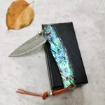Rainbow Shell Damascus Folding Knife Outdoor Camping Tool - 图片 4