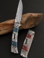 Damascus Steel Folding Knife Outdoor High Hardness Sharp Portable Fruit Knife - 图片 8