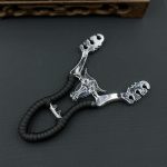 Zinc Slingshot Cow Three Card Leather Ball Mirror Cow Head Slingshot Stand - 图片 2