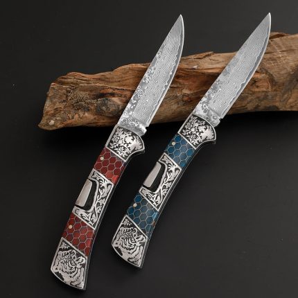 Damascus Steel Folding Knife Outdoor High Hardness Sharp Portable Fruit Knife