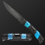 Damascus Steel Folding Knife Outdoor High Hardness Sharp Portable Fruit Knife - 图片 2