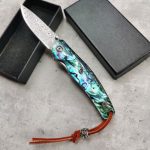Rainbow Shell Damascus Folding Knife Outdoor Camping Tool - 图片 7