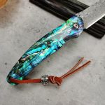 Rainbow Shell Damascus Folding Knife Outdoor Camping Tool - 图片 10