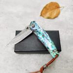 Rainbow Shell Damascus Folding Knife Outdoor Camping Tool - 图片 5