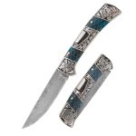 Damascus Steel Folding Knife Outdoor High Hardness Sharp Portable Fruit Knife - 图片 5