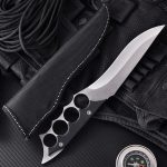 Outdoor Survival Fixed Blade Knife with Knuckle Duster Protection