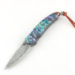 Rainbow Shell Damascus Folding Knife Outdoor Camping Tool - 图片 2