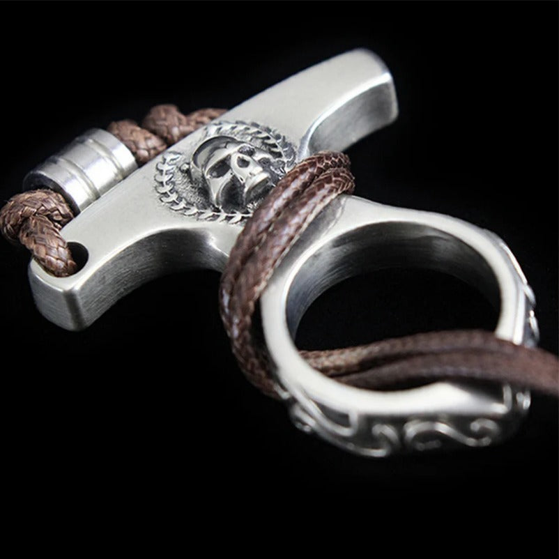 Solid Vintage Skull Brass Knuckle Duster Defense EDC Tool - 图片 1