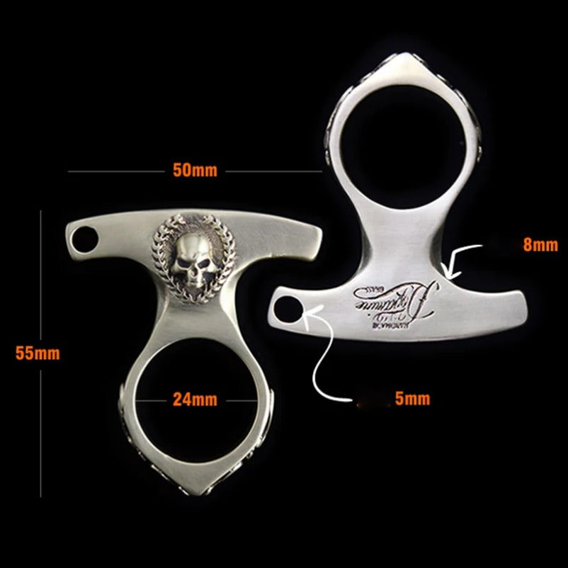 Solid Vintage Skull Brass Knuckle Duster Defense EDC Tool - 图片 6