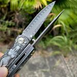 Vintage Handle Folding Knife Damascus Blade - 图片 6