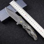 War Goddess Pattern Handle Folding Knife Outdoor Hunting Pocket EDC Tool - 图片 5