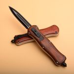 Wood Grip Tactical Blade Emergency Breaker EDC Camping Knife - 图片 2