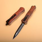 Wood Grip Tactical Blade Emergency Breaker EDC Camping Knife - 图片 3