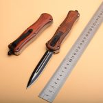 Wood Grip Tactical Blade Emergency Breaker EDC Camping Knife - 图片 4