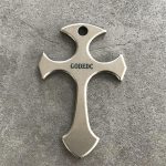 GODEDC Titanium Cross Pendant Knuckle Duster Self Defense Necklace - 图片 3