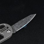 Titanium Damascus Mini Knife Portable Keychain EDC Box Cutter - 图片 2