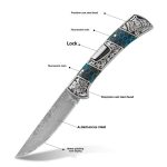Damascus Steel Folding Knife Outdoor High Hardness Sharp Portable Fruit Knife - 图片 3